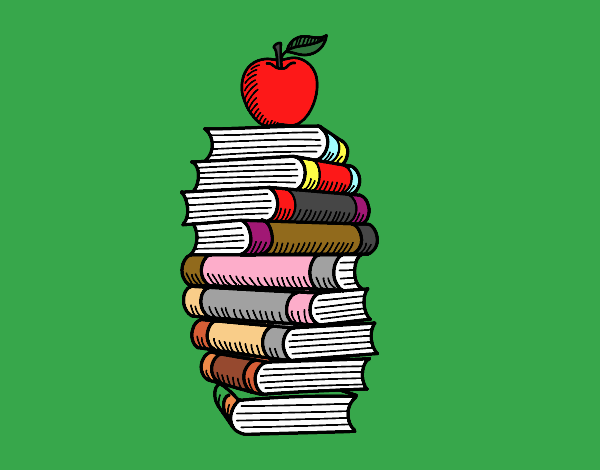 Libros y manzana