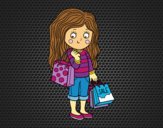 Niña con compras de verano