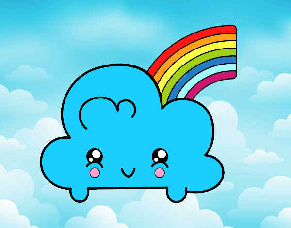 Dibujo de Nube con arco iris kawaii pintado por en Dibujos.net el día