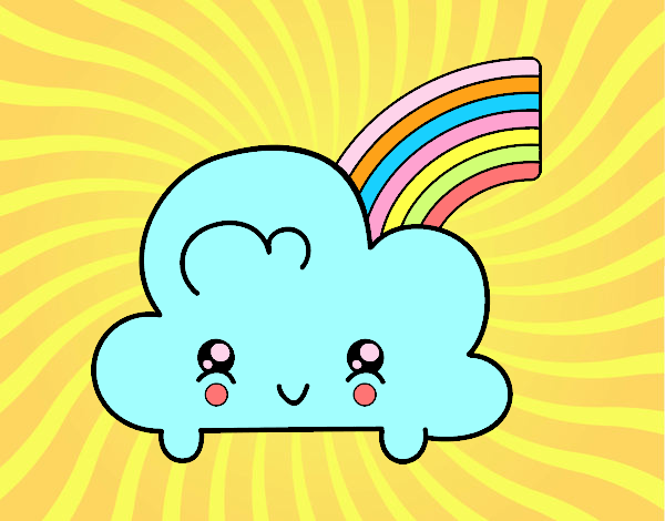 Nube con arco iris kawaii