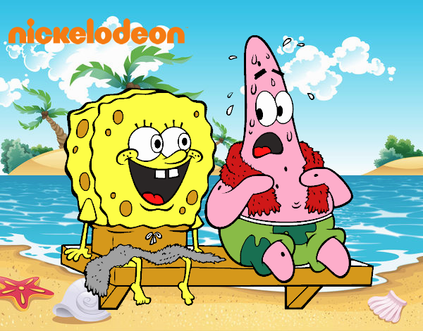 Bob Esponja y Patricio en bañador