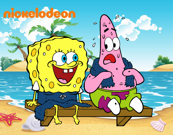 Bob Esponja y Patricio en bañador