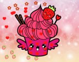 Cupcake kawaii con fresa