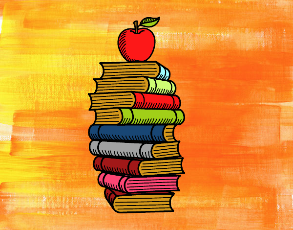 Libros y manzana