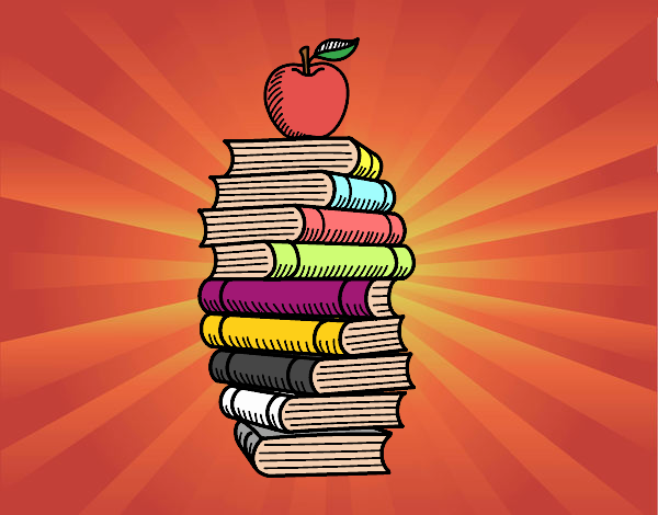 Libros y manzana