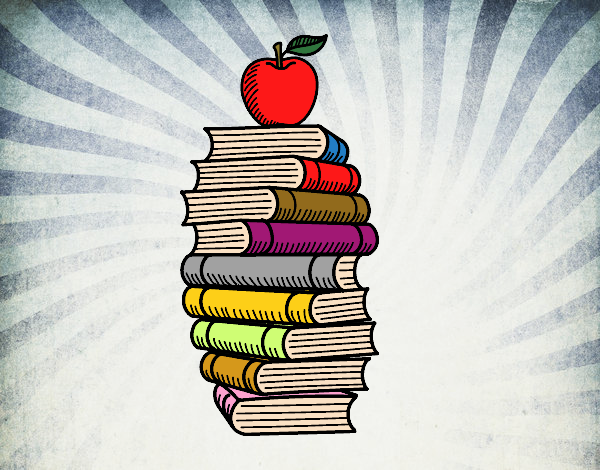 Libros y manzana