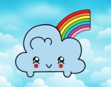 Nube con arco iris kawaii