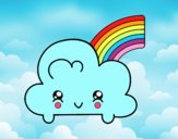 Nube con arco iris kawaii