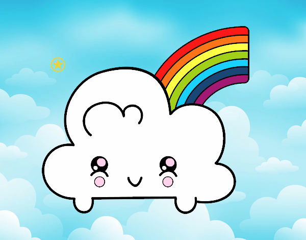 Nube con arco iris kawaii