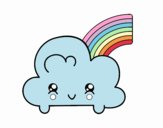 Nube con arco iris kawaii