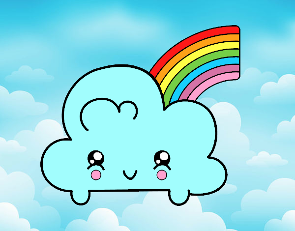 Nube con arco iris kawaii