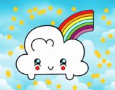 Nube con arco iris kawaii