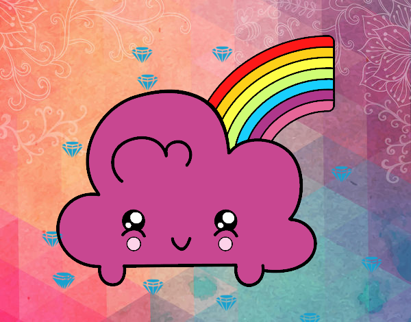 Nube con arco iris kawaii