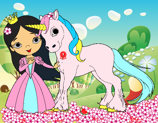 Princesa y unicornio