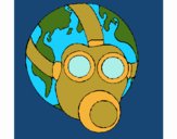 Tierra con máscara de gas