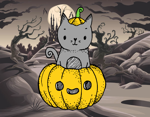 Un gatito de Halloween