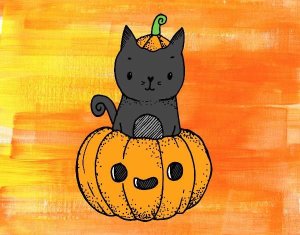 Un gatito de Halloween