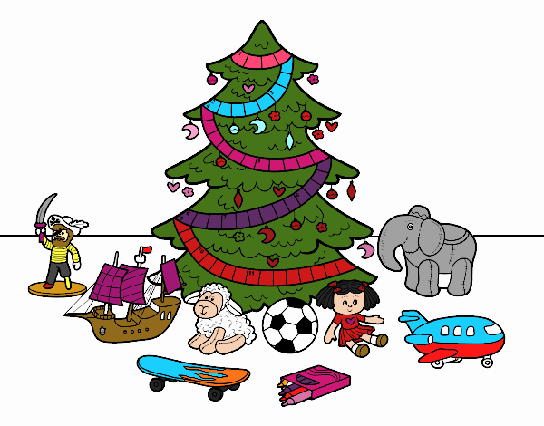 Árbol de Navidad y juguetes