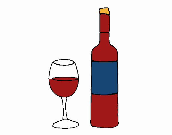 Botella de vino y copa