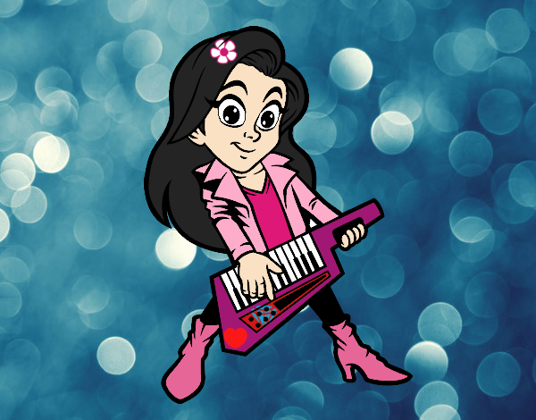 Chica tocando el keytar