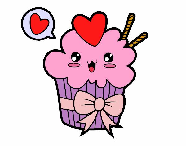 Cupcake kawaii con lazo