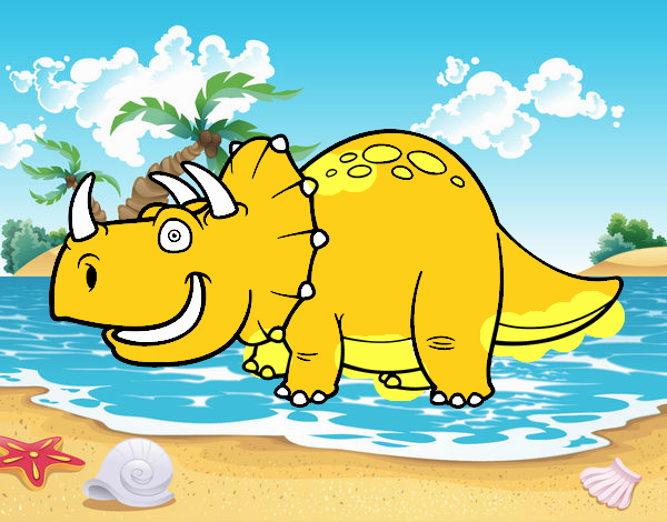 triceratop en la playa