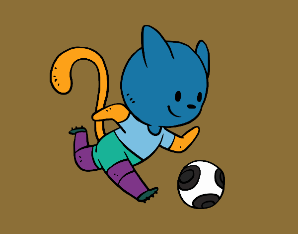 Gato jugando a fútbol