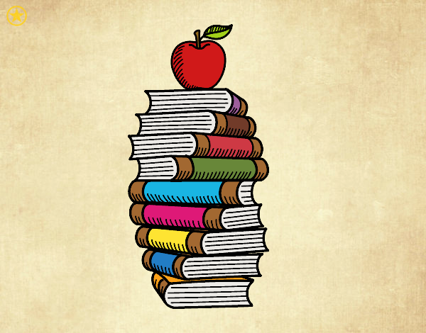 Libros y manzana