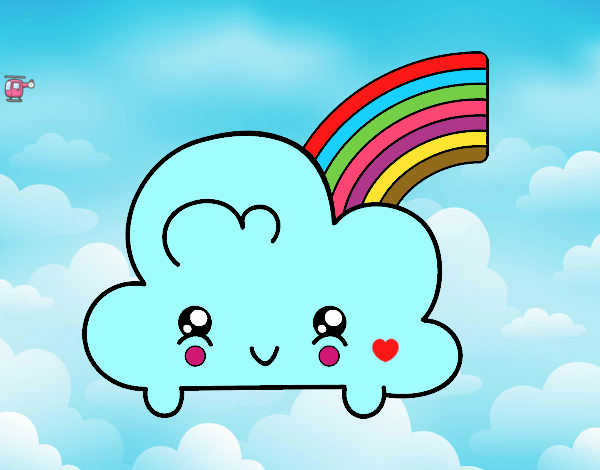 Nube con arco iris kawaii