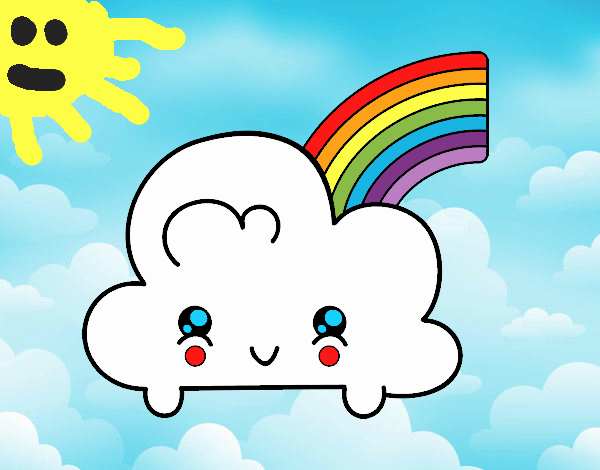 Nube con arco iris kawaii