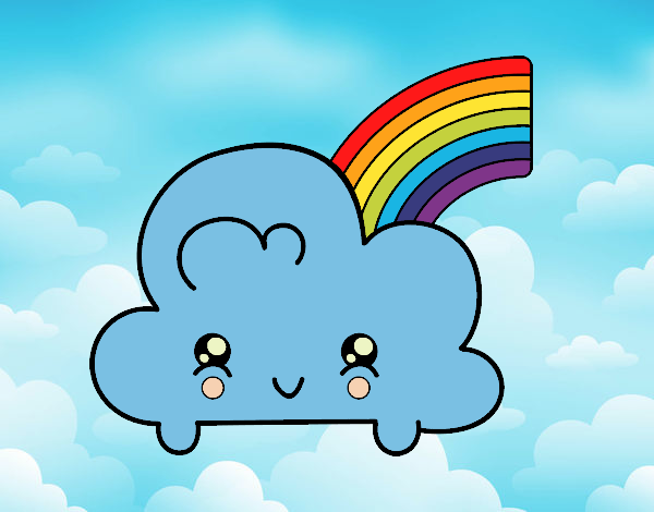 Nube con arco iris kawaii