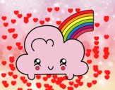 Nube con arco iris kawaii