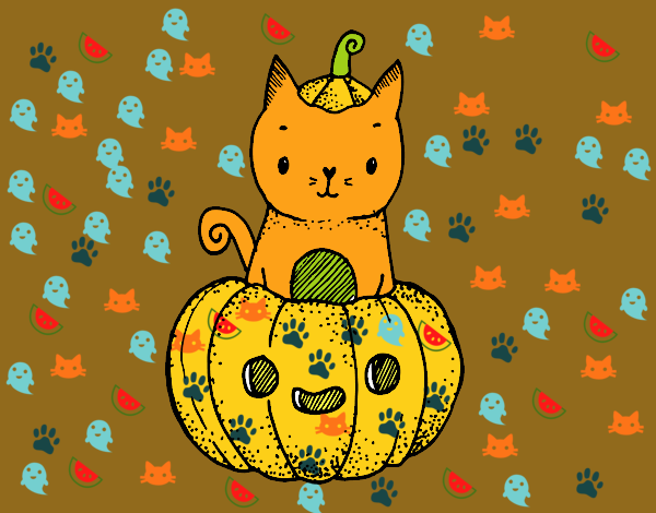 Un gatito de Halloween