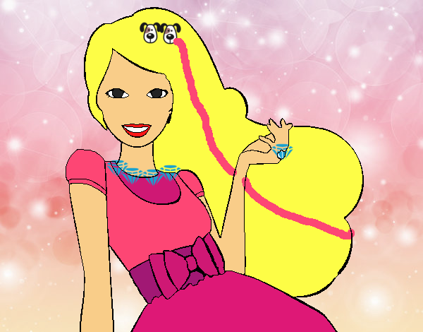 Barbie con su vestido con lazo