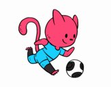 Gato jugando a fútbol