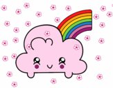 Nube con arco iris kawaii