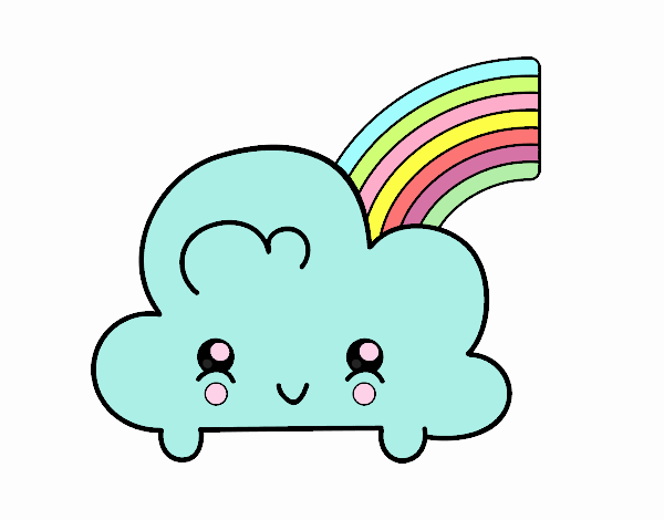 Nube con arco iris kawaii