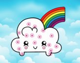 Nube con arco iris kawaii