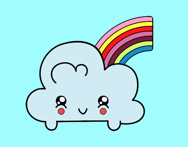 Nube con arco iris kawaii