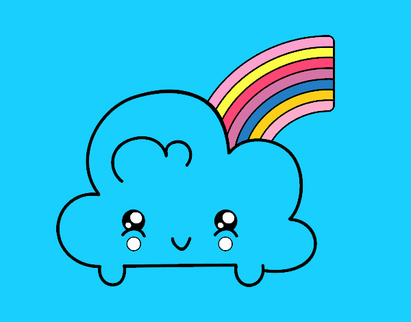 Nube con arco iris kawaii