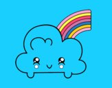 Nube con arco iris kawaii