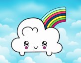 Nube con arco iris kawaii