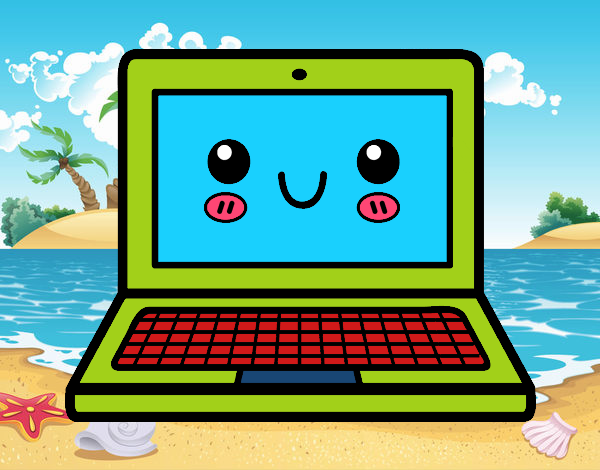 computadora en la playa