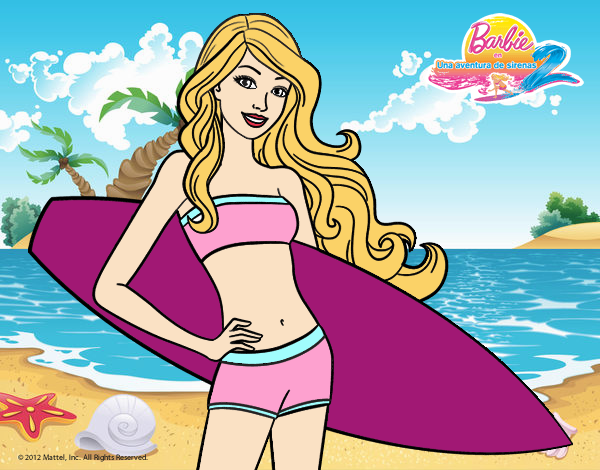 Barbie con tabla de surf