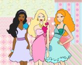 Barbie y sus amigas vestidas de fiesta