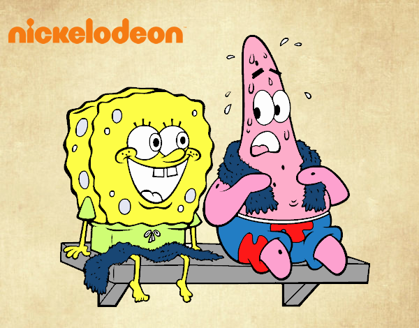 Bob Esponja y Patricio en bañador