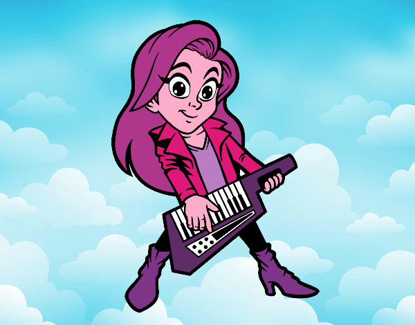 Chica tocando el keytar