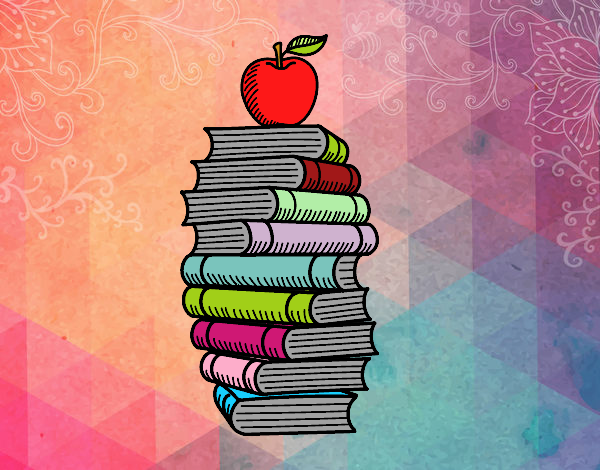 Libros y manzana