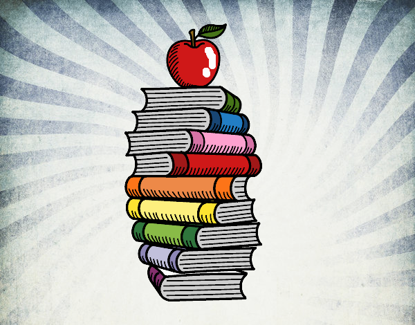 Libros y manzana