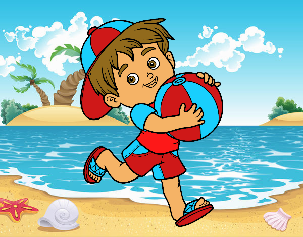 Dibujo de Niño jugando con balón de playa pintado por en  el día  08-04-21 a las 04:53:47. Imprime, pinta o colorea tus propios dibujos!